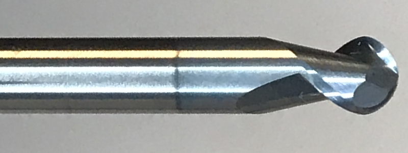 MITGI ball end mill with polished flute and NACRO coating